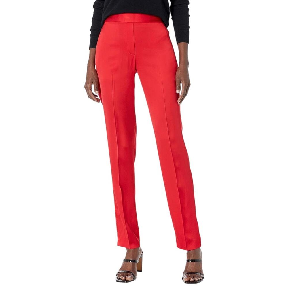 NWT Rebecca Taylor Red Satin Cigarette Pant 16